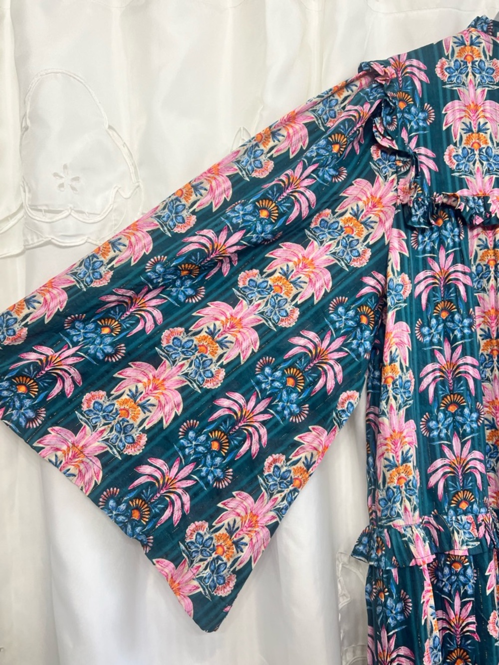 Sunshine Tienda Palm Royale Paradise Maxi Dress XL NWOT Cotton Lurex - Picture 13 of 16